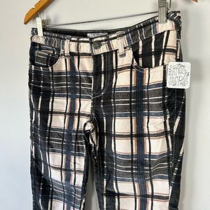 NWT Free People Grey Blue Multicolored Plaid Corduroy Skinny Leg Pants